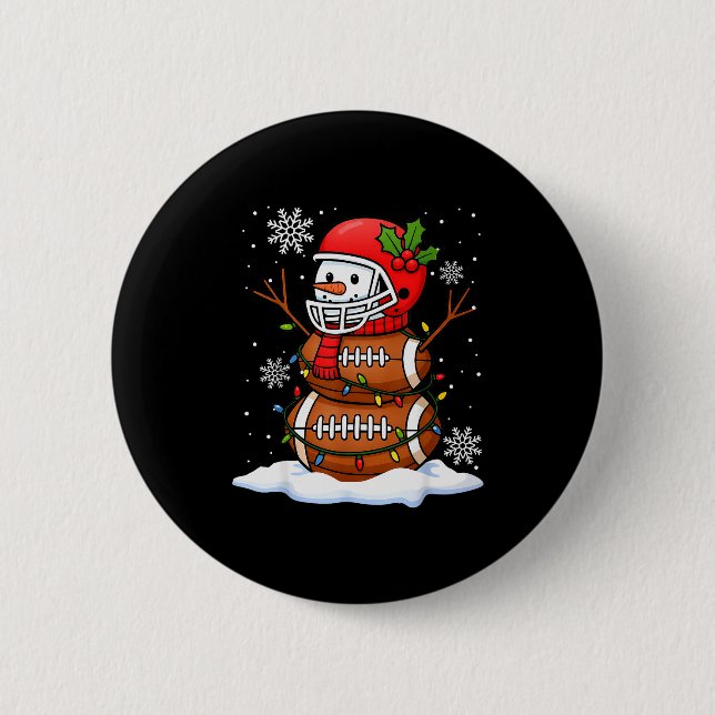 Merry Christmas Football Snowman Holiday Srts Xmas 6 Cm Round Badge (Front)
