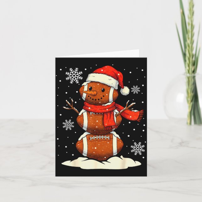 Merry Christmas Football Snowman Holiday Srts Xmas Card (Front)