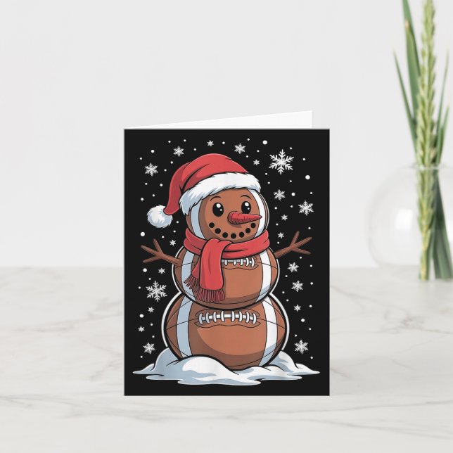 Merry Christmas Football Snowman Holiday Srts Xmas Card (Front)