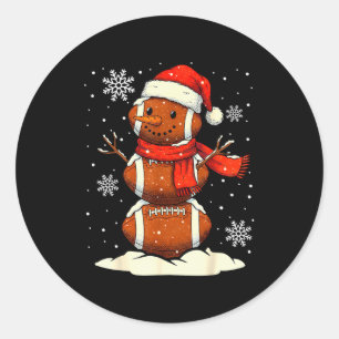 Merry Christmas Football Snowman Holiday Srts Xmas Classic Round Sticker