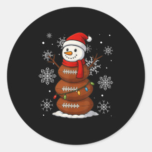 Merry Christmas Football Snowman Holiday Srts Xmas Classic Round Sticker