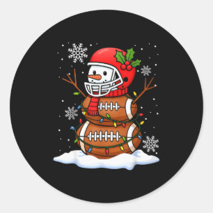 Merry Christmas Football Snowman Holiday Srts Xmas Classic Round Sticker