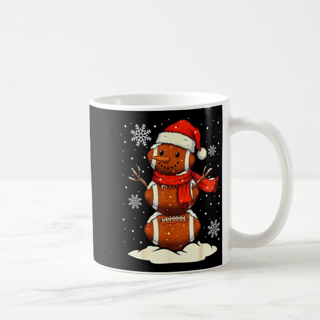 Merry Christmas Football Snowman Holiday Srts Xmas Coffee Mug (Right)