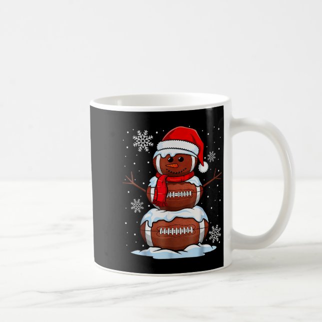 Merry Christmas Football Snowman Holiday Srts Xmas Coffee Mug (Right)