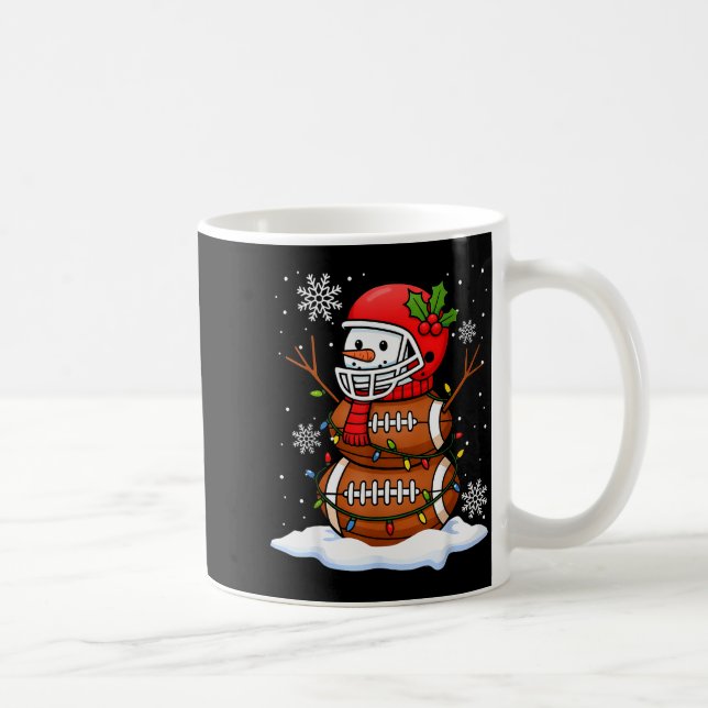 Merry Christmas Football Snowman Holiday Srts Xmas Coffee Mug (Right)