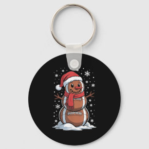 Merry Christmas Football Snowman Holiday Srts Xmas Key Ring