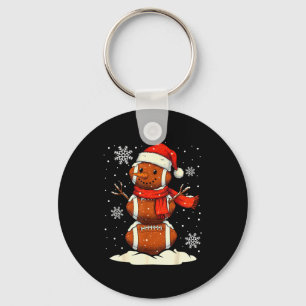 Merry Christmas Football Snowman Holiday Srts Xmas Key Ring