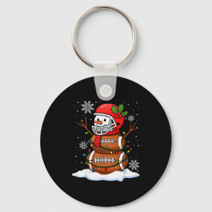 Merry Christmas Football Snowman Holiday Srts Xmas Key Ring