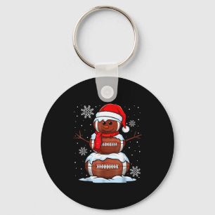 Merry Christmas Football Snowman Holiday Srts Xmas Key Ring