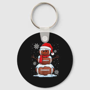 Merry Christmas Football Snowman Holiday Srts Xmas Key Ring