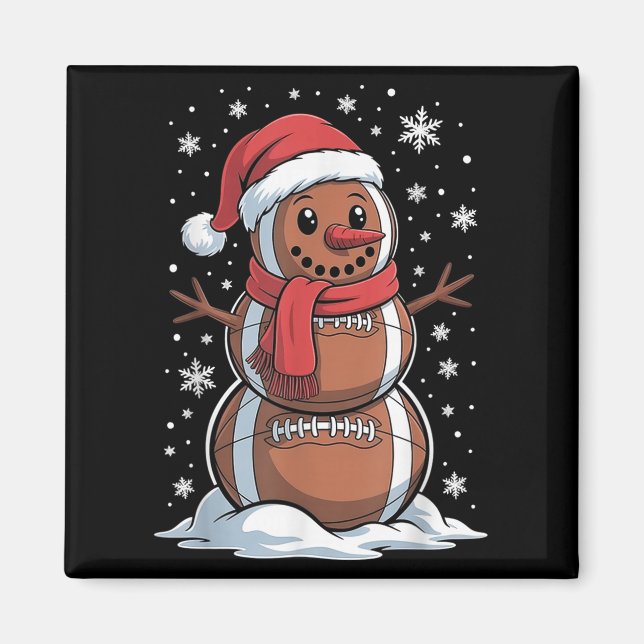 Merry Christmas Football Snowman Holiday Srts Xmas Magnet (Front)