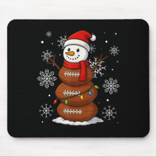 Merry Christmas Football Snowman Holiday Srts Xmas Mouse Mat
