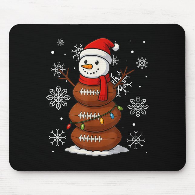 Merry Christmas Football Snowman Holiday Srts Xmas Mouse Mat (Front)