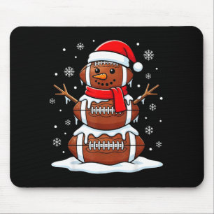 Merry Christmas Football Snowman Holiday Srts Xmas Mouse Mat