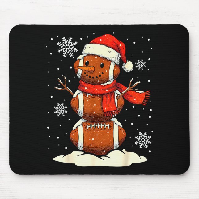 Merry Christmas Football Snowman Holiday Srts Xmas Mouse Mat (Front)