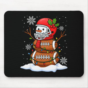 Merry Christmas Football Snowman Holiday Srts Xmas Mouse Mat