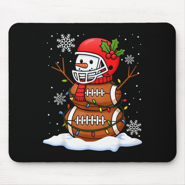 Merry Christmas Football Snowman Holiday Srts Xmas Mouse Mat (Front)