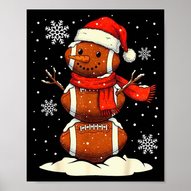 Merry Christmas Football Snowman Holiday Srts Xmas Poster (Front)