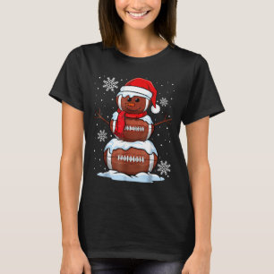 Merry Christmas Football Snowman Holiday Srts Xmas T-Shirt