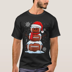 Merry Christmas Football Snowman Holiday Srts Xmas T-Shirt