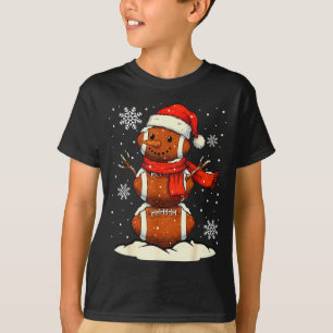 Merry Christmas Football Snowman Holiday Srts Xmas T-Shirt