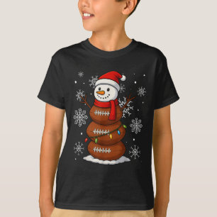 Merry Christmas Football Snowman Holiday Srts Xmas T-Shirt