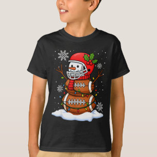 Merry Christmas Football Snowman Holiday Srts Xmas T-Shirt