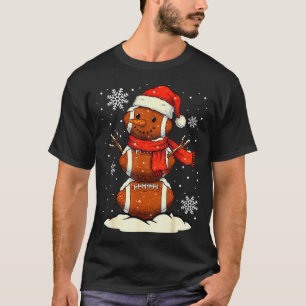 Merry Christmas Football Snowman Holiday Srts Xmas T-Shirt