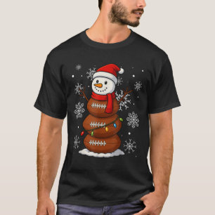 Merry Christmas Football Snowman Holiday Srts Xmas T-Shirt