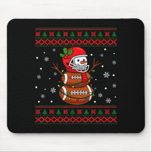 Merry Christmas Football Snowman Holiday Ugly Xmas Mouse Mat