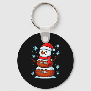 Merry Christmas Football Snowman Pajamas Funny Srt Key Ring