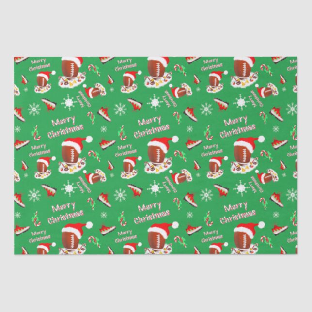 Merry Christmas Football With Snack Food Pattern  Tissue Paper (Front)