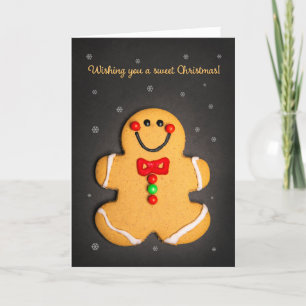 Merry Christmas For Anyone Cute Gingerbread Man  Holiday Card