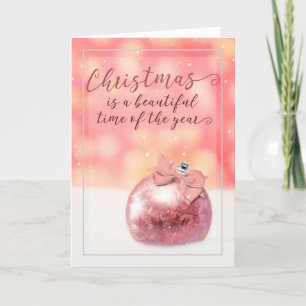 Merry Christmas For Anyone Pink Ornament Beautiful Holiday Card