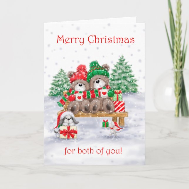 Merry Christmas for both of you, Bear couple Card (Front)