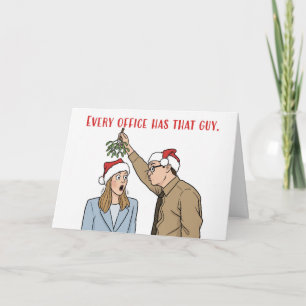 Merry Christmas For Coworker Creepy Office Guy  Holiday Card