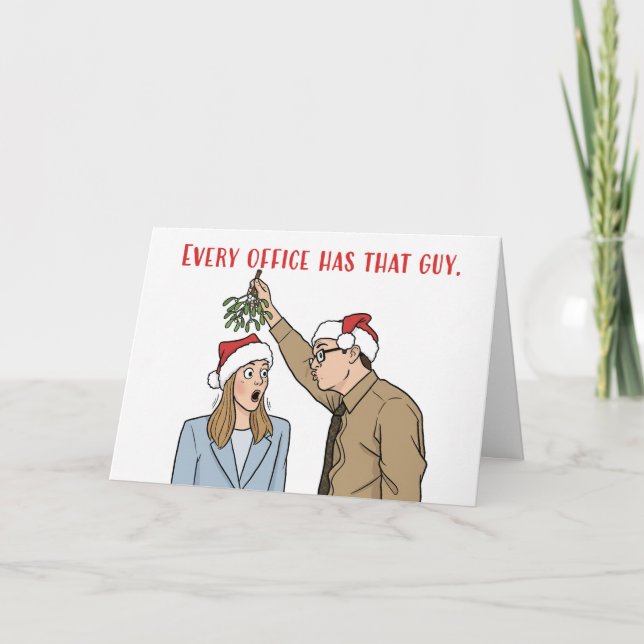 Merry Christmas For Coworker Creepy Office Guy  Holiday Card (Front)