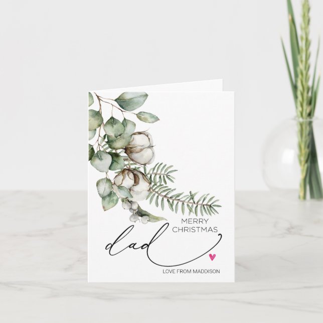 Merry Christmas For Dad Father From Daughter Card (Front)