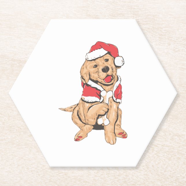 Merry Christmas for dog Lover Paper Coaster (Front)