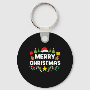 Merry Christmas For Family Xmas Pajama Holiday Key Ring