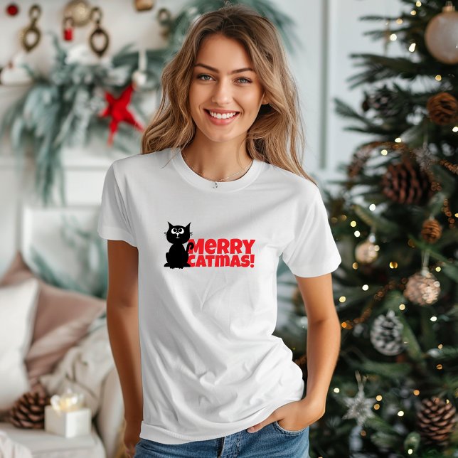 Merry Christmas for Feline Moms  funny red T-Shirt (Creator Uploaded)