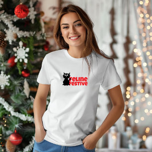 Merry Christmas for Feline Moms funny red T-Shirt