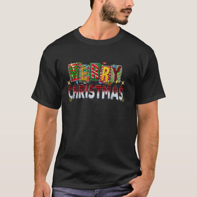 Merry Christmas for Men Women Buffalo Plaid Xmas T T-Shirt (Front)