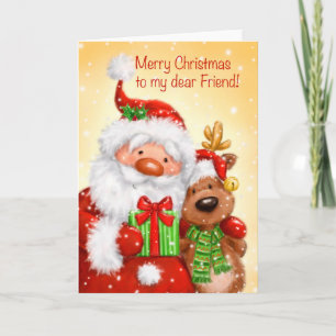 Merry Christmas for My Friend, Santa and Reindeer Card