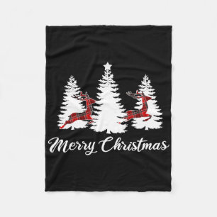 Merry Christmas For Women Buffalo Plaid Reindeer T Fleece Blanket