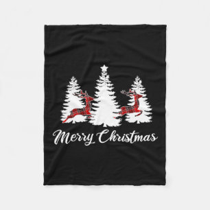 Merry Christmas For Women Buffalo Plaid Reindeer T Fleece Blanket