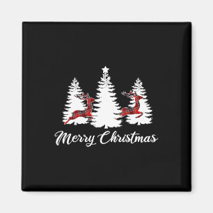 Merry Christmas For Women Buffalo Plaid Reindeer T Magnet