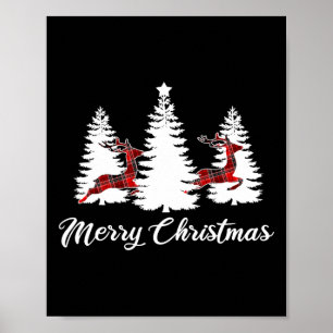 Merry Christmas For Women Buffalo Plaid Reindeer T Poster
