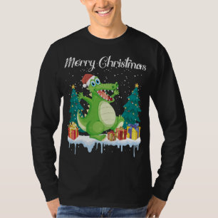 Merry Christmas For Women Xmas Santa Claus Alligat T-Shirt