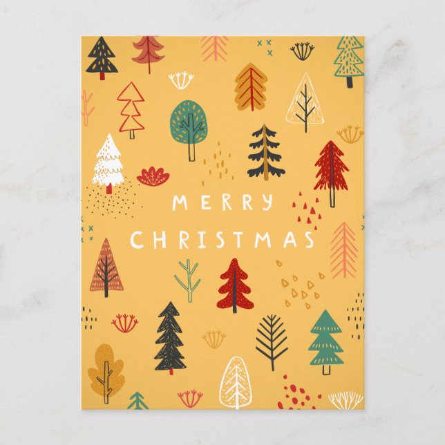 Merry Christmas Forest - A Festive Woodland Holiday Postcard (Front)